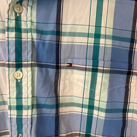 Tommy Hilfiger Blue and Green Plaid Button Down Shirt Size XL - Picture 6 of 11